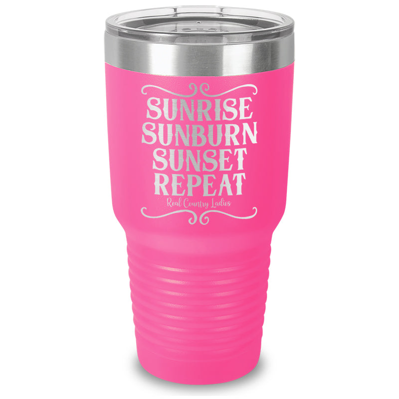 Sunrise Sunburn Sunset Repeat Laser Etched Tumbler