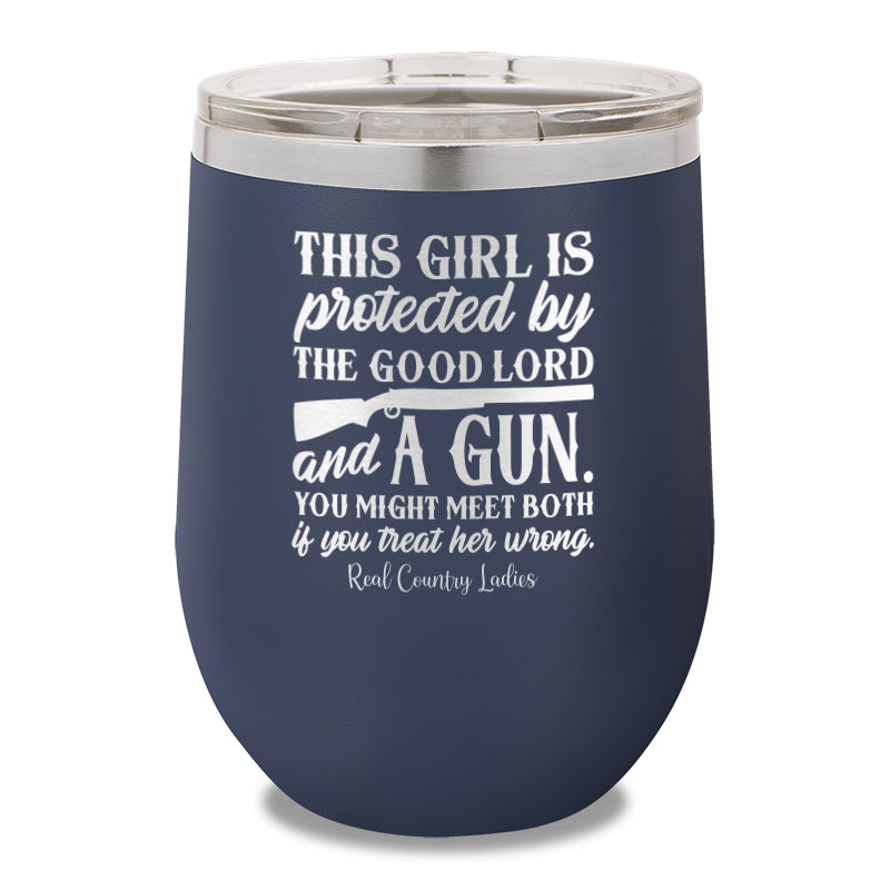 The Good Lord And A Gun 12oz Stemless Wine Cup