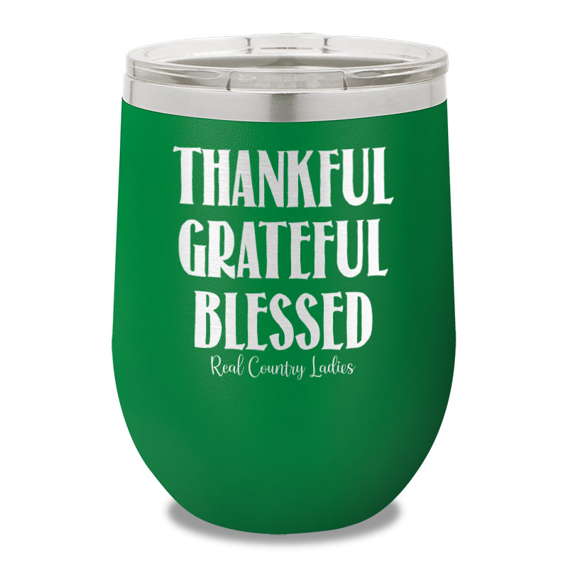 Thankful Grateful Blessed Stemless Wine Cup