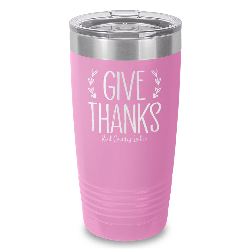 Falling For Deals | Give Thanks Laser Etched Tumbler