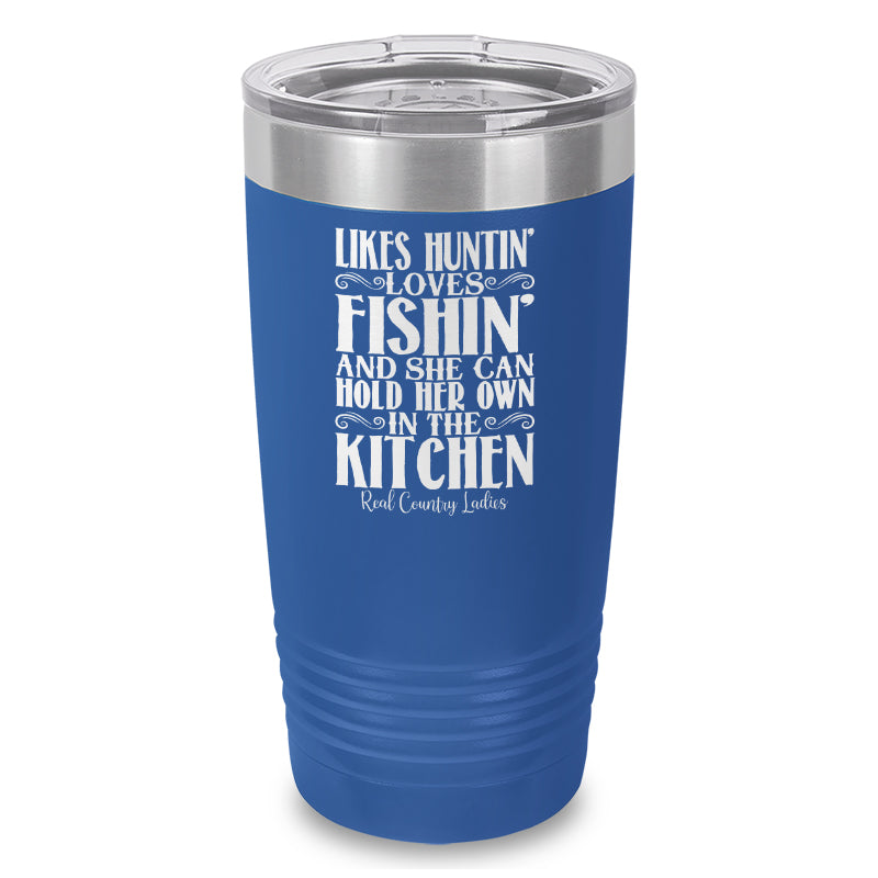 Likes Huntin Loves Fishin Laser Etched Tumbler