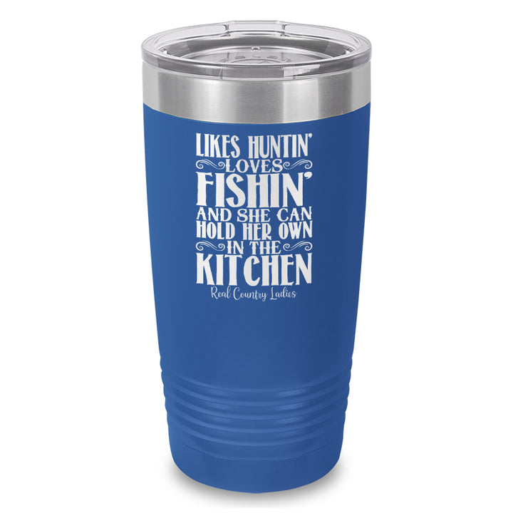 Likes Huntin Loves Fishin Laser Etched Tumbler