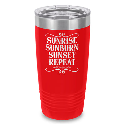 Sunrise Sunburn Sunset Repeat Laser Etched Tumbler