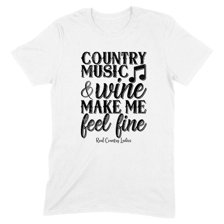 Country Music And Wine Black Print Front Apparel