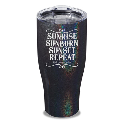 Sunrise Sunburn Sunset Repeat Laser Etched Tumbler