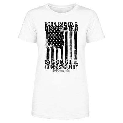 Born Raised And Protected Black Print Front Apparel