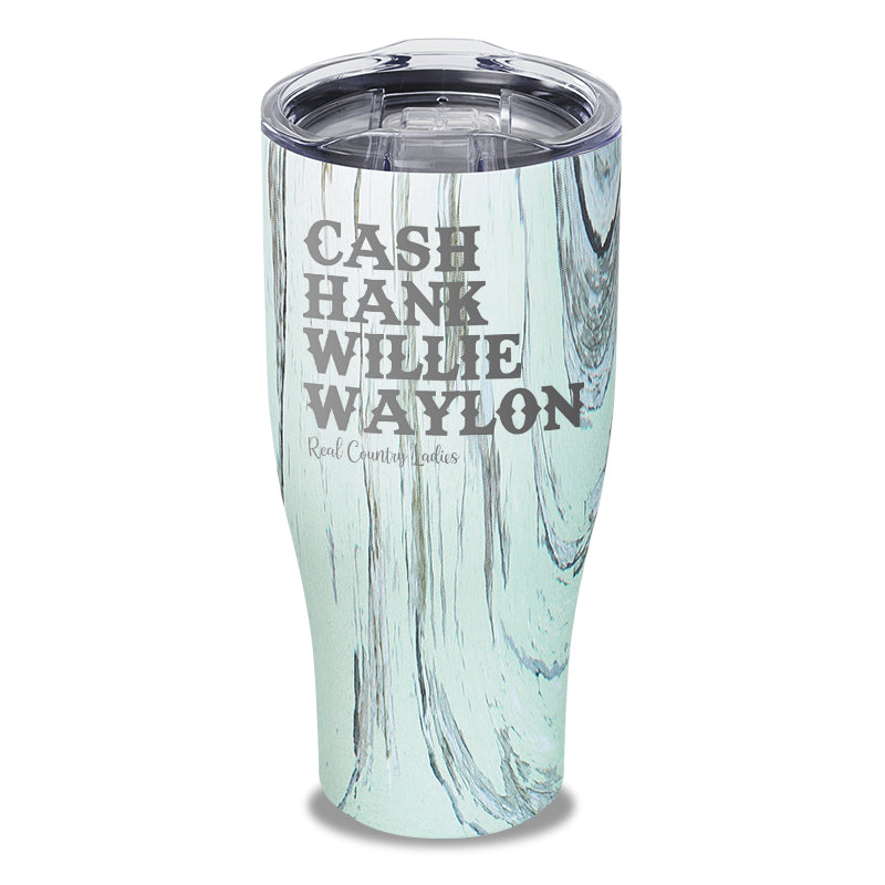 Cash Hank Willie Waylon Laser Etched Tumbler