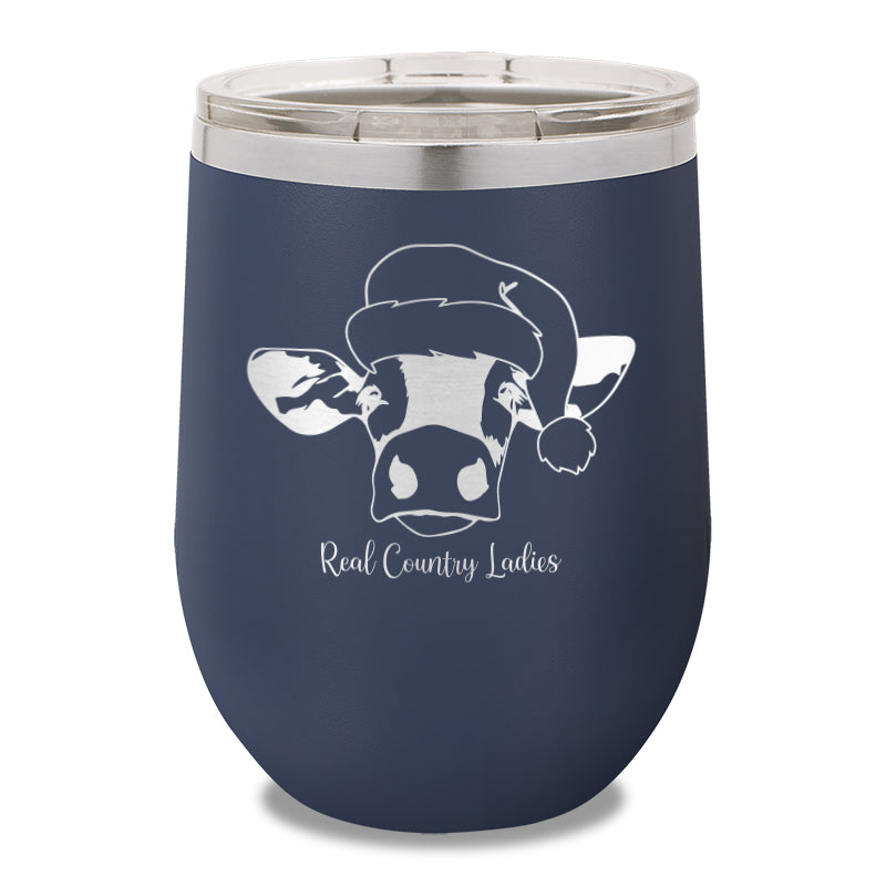 Christmas Cow 12oz Stemless Wine Cup