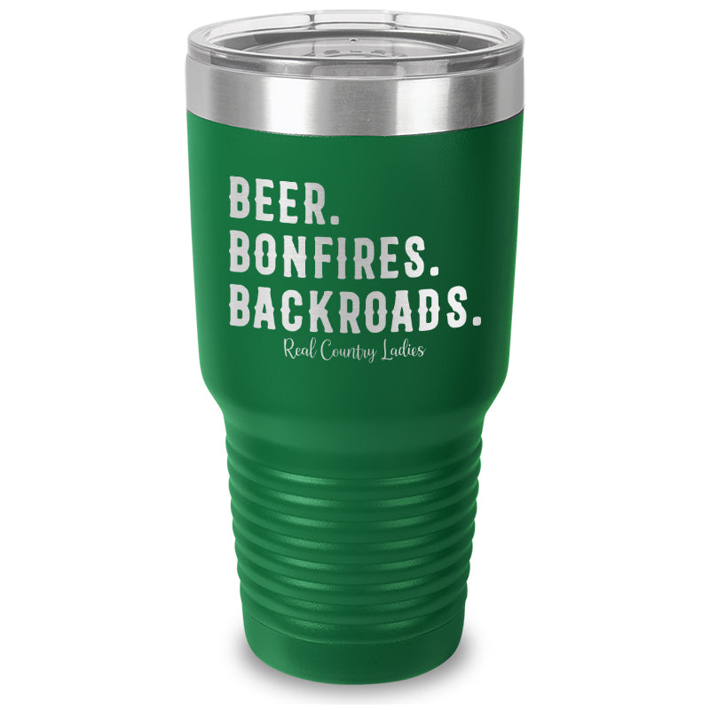 Beer Bonfires Backroads Laser Etched Tumbler