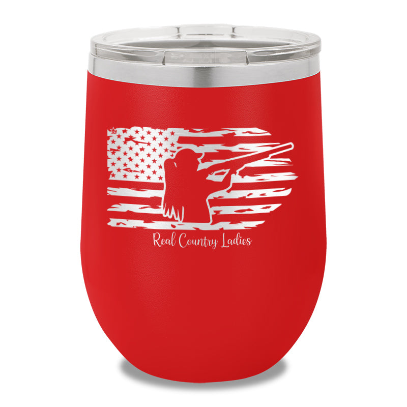 Shotgun USA Flag 12oz Stemless Wine Cup