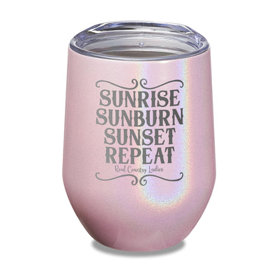 Sunrise Sunburn Sunset Repeat Laser Etched Tumbler