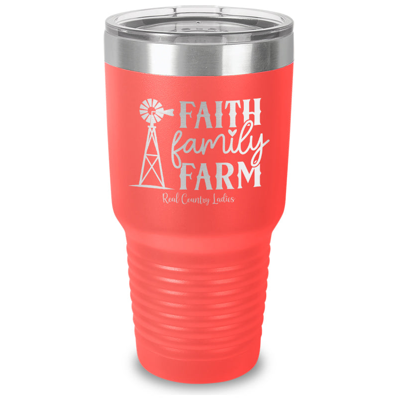 Faith Family Farm Laser Etched Tumbler