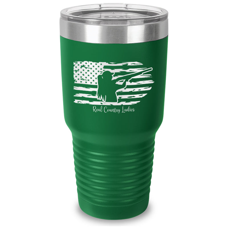 Shotgun USA Flag Laser Etched Tumbler