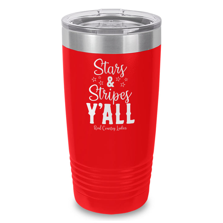 Stars And Stripes Y'all Laser Etched Tumbler