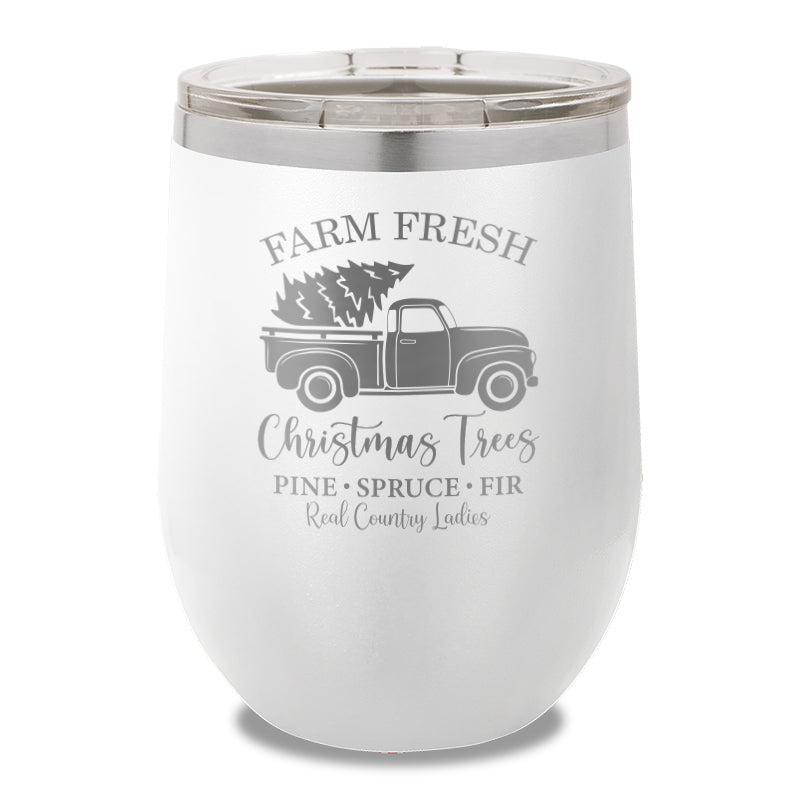 Farm Fresh Christmas Trees 12oz Stemless Wine Cup