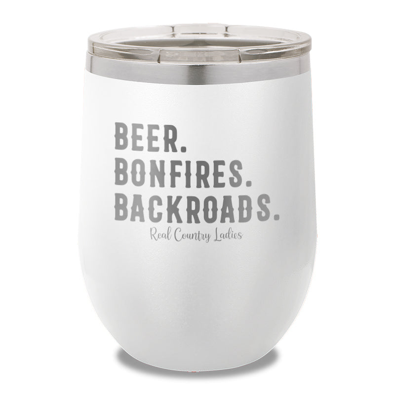 Beer Bonfires Backroads 12oz Stemless Wine Cup