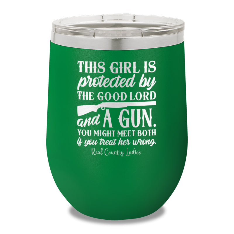 The Good Lord And A Gun 12oz Stemless Wine Cup