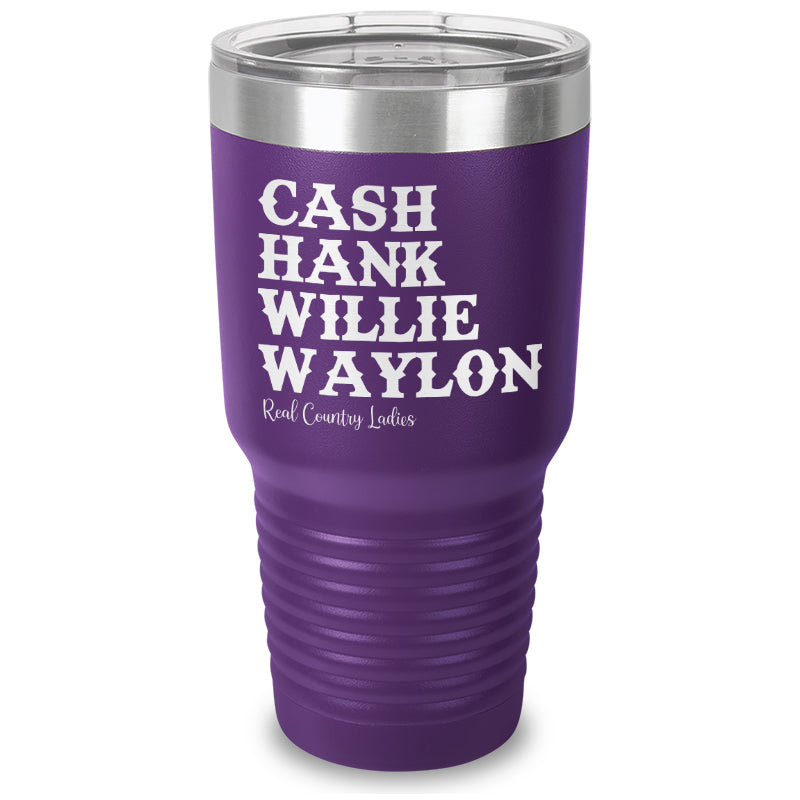 Cash Hank Willie Waylon Laser Etched Tumbler