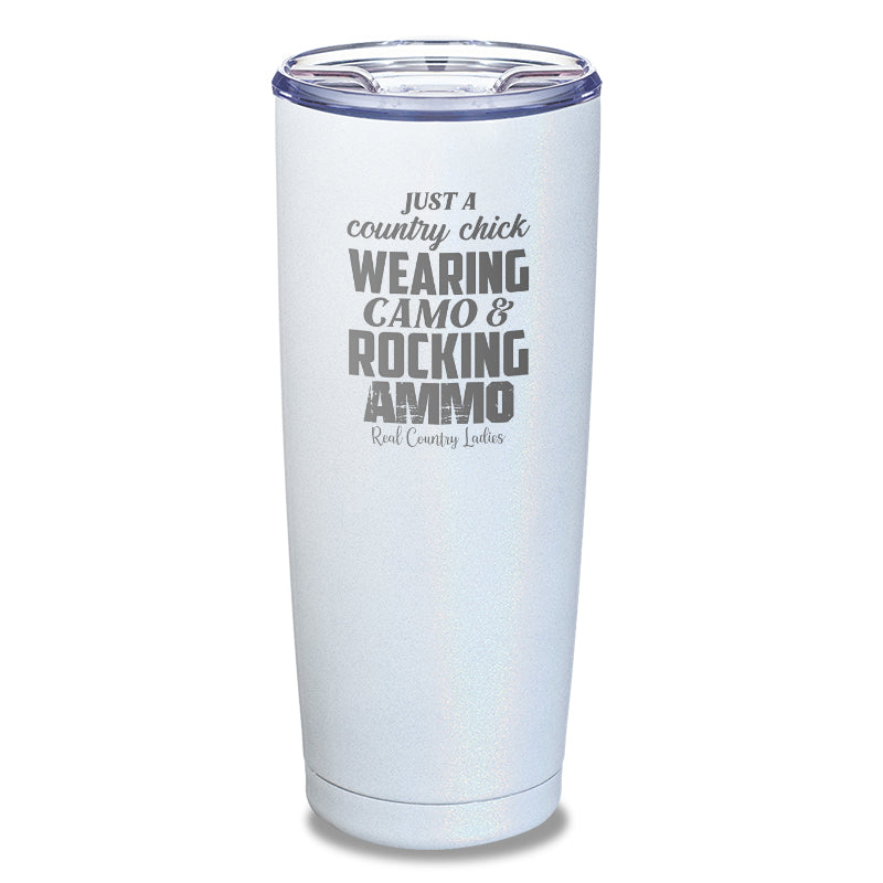 Wearing Camo Rocking Ammo Laser Etched Tumbler