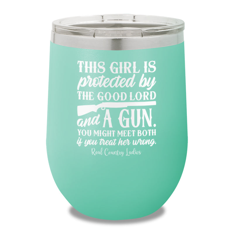 The Good Lord And A Gun 12oz Stemless Wine Cup