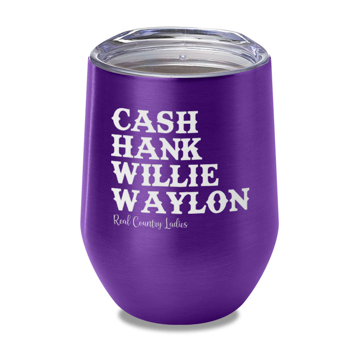 Cash Hank Willie Waylon Laser Etched Tumbler