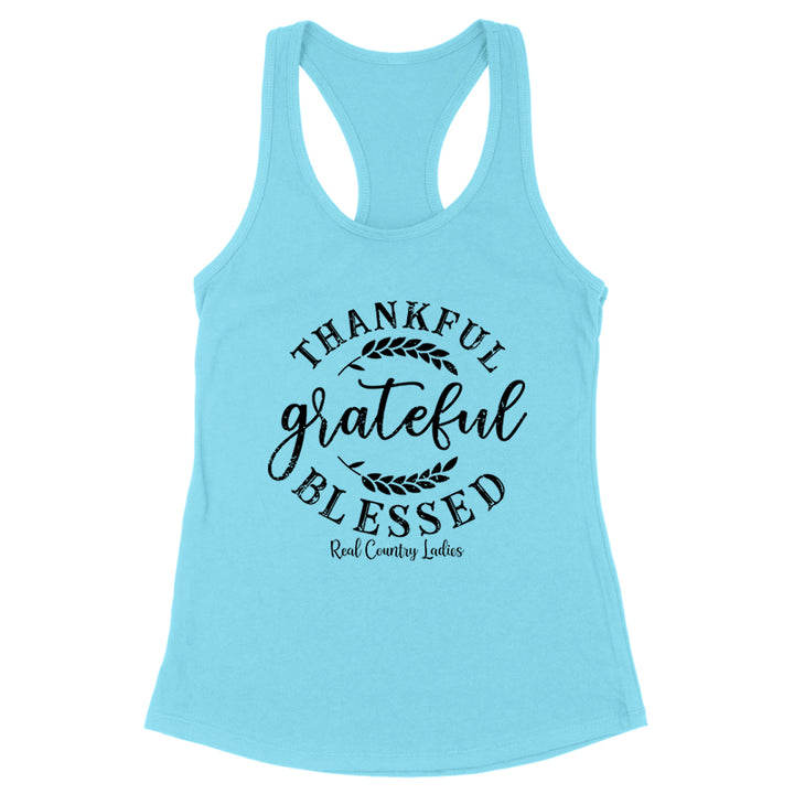 Thankful Grateful Blessed Black Print Front Apparel