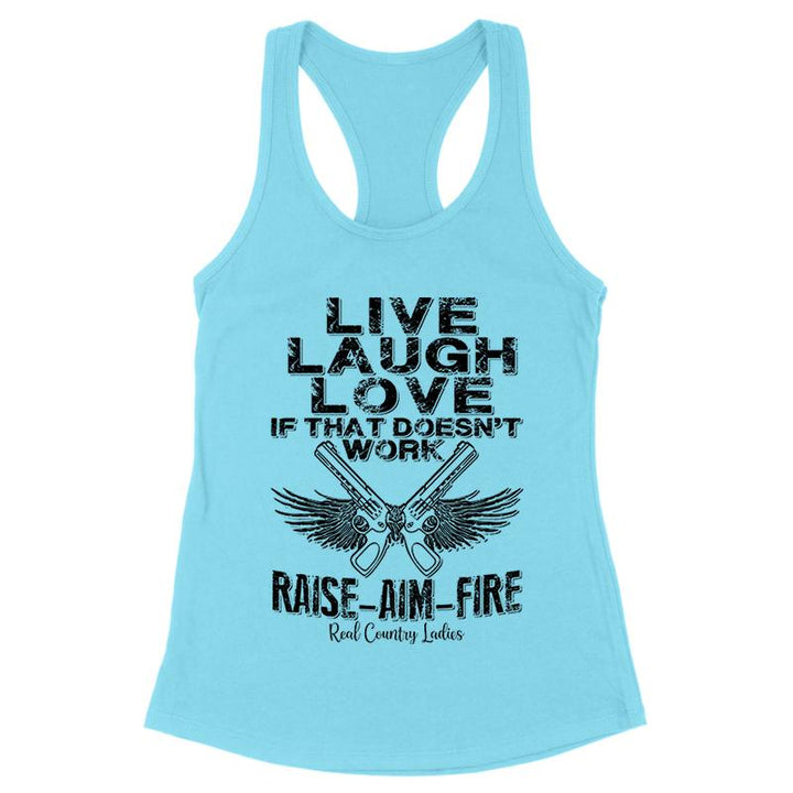 Raise Aim Fire Black Print Front Apparel