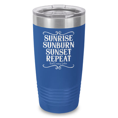 Sunrise Sunburn Sunset Repeat Laser Etched Tumbler