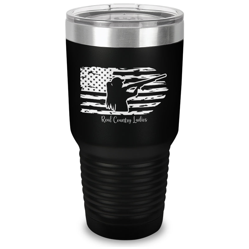 Shotgun USA Flag Laser Etched Tumbler