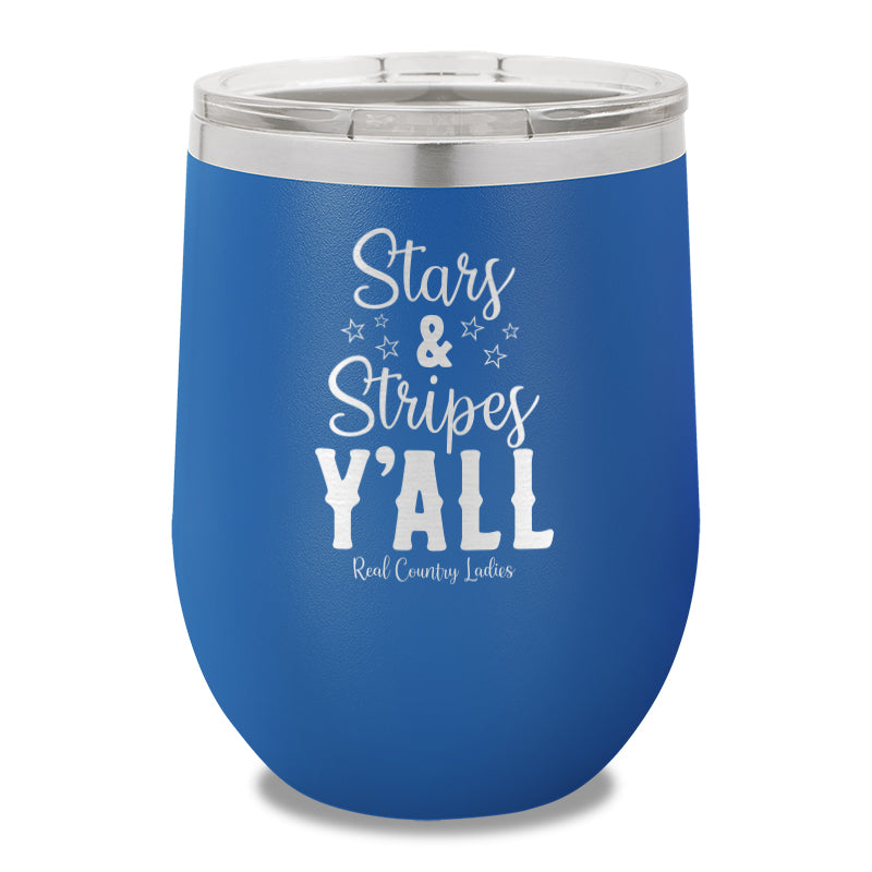 Stars And Stripes Y'all 12oz Stemless Wine Cup