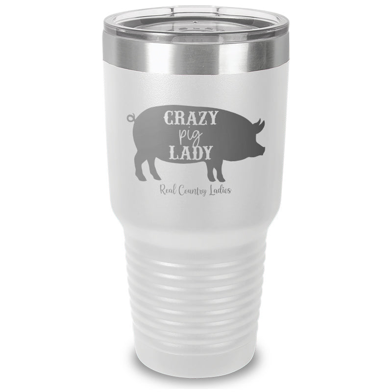 Crazy Pig Lady Laser Etched Tumbler