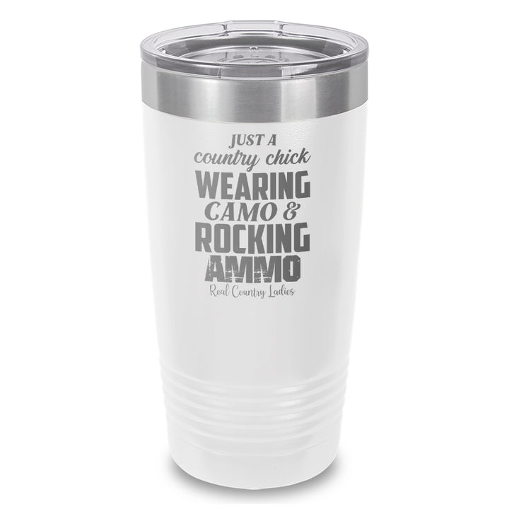 Wearing Camo Rocking Ammo Laser Etched Tumbler