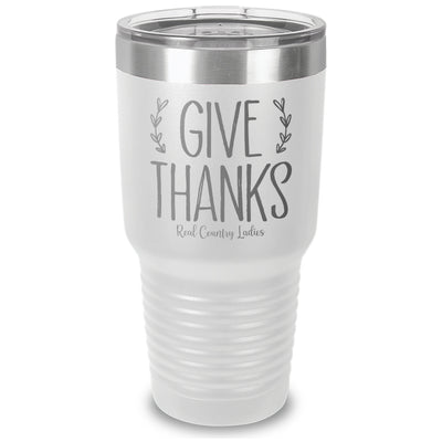 Falling For Deals | Give Thanks Laser Etched Tumbler