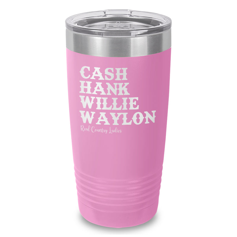 Cash Hank Willie Waylon Laser Etched Tumbler