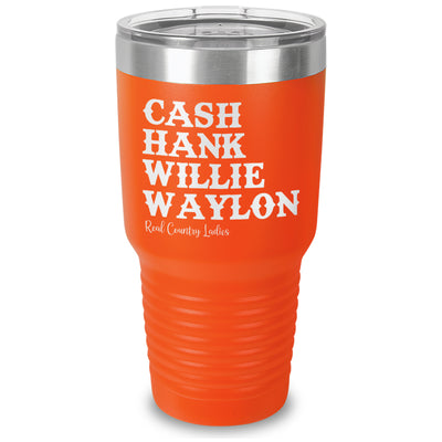 Cash Hank Willie Waylon Laser Etched Tumbler