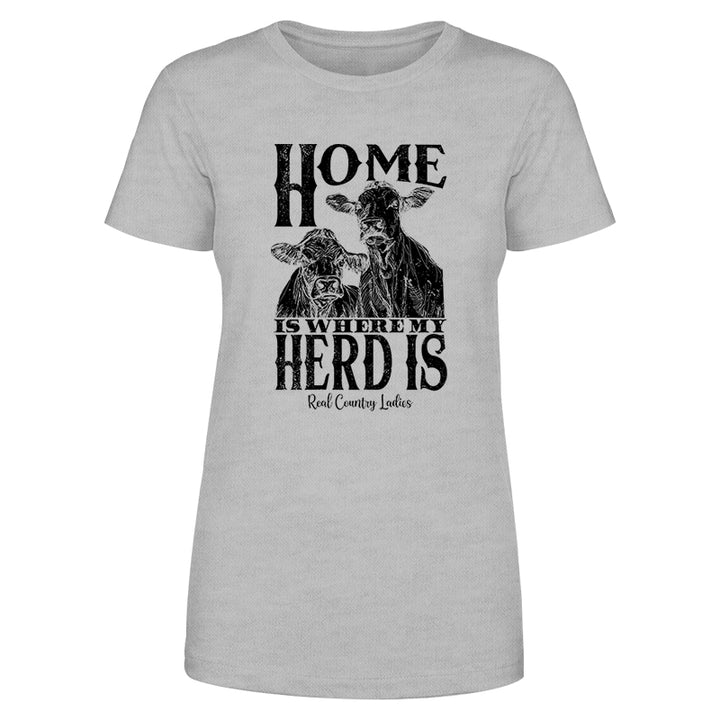 Home Is Where My Herd Is Black Print Front Apparel