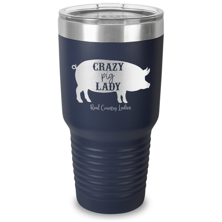 Crazy Pig Lady Laser Etched Tumbler