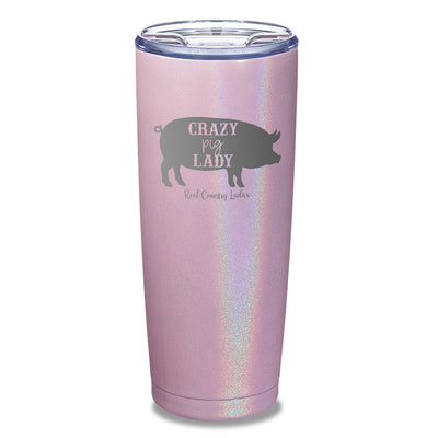 Crazy Pig Lady Laser Etched Tumbler