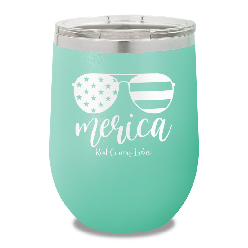 Merica Sunglasses 12oz Stemless Wine Cup