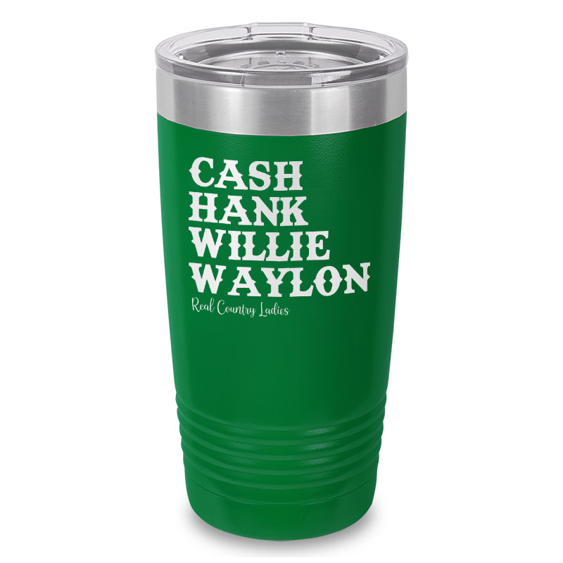 Cash Hank Willie Waylon Laser Etched Tumbler