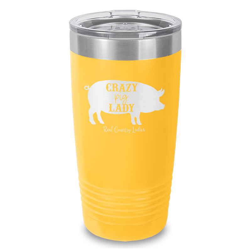 Crazy Pig Lady Laser Etched Tumbler