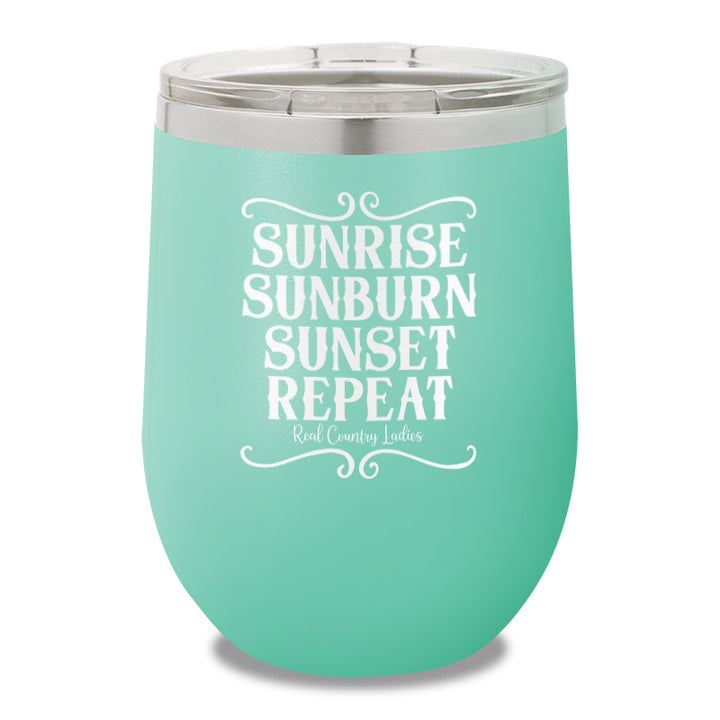 Sunrise Sunburn Sunset Repeat 12oz Stemless Wine Cup