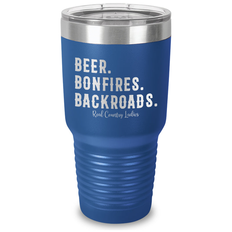 Beer Bonfires Backroads Laser Etched Tumbler