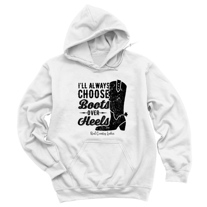 I'll Always Choose Boots Black Print Hoodies & Long Sleeves