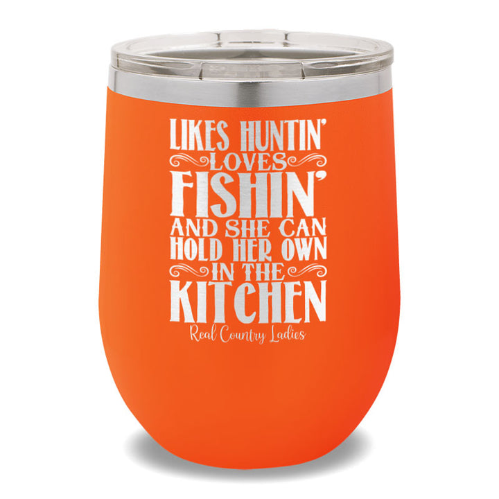 Likes Huntin' Loves Fishin' 12oz Stemless Wine Cup