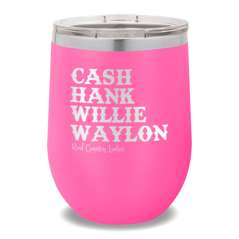 Cash Hank Willie Waylon 12oz Stemless Wine Cup