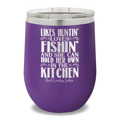 Likes Huntin' Loves Fishin' 12oz Stemless Wine Cup