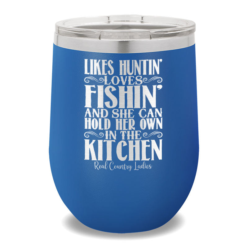 Likes Huntin' Loves Fishin' 12oz Stemless Wine Cup