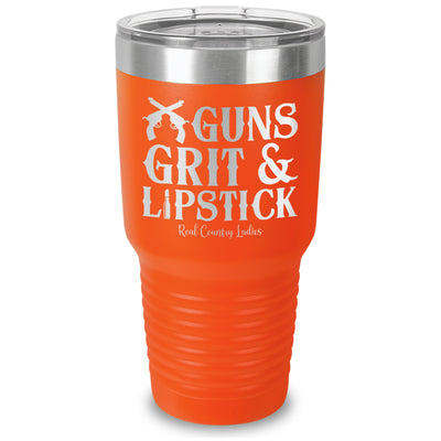 Guns Grit And Lipstick Laser Etched Tumbler