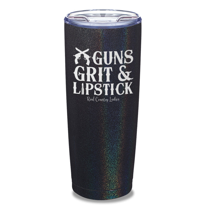 Guns Grit And Lipstick Laser Etched Tumbler